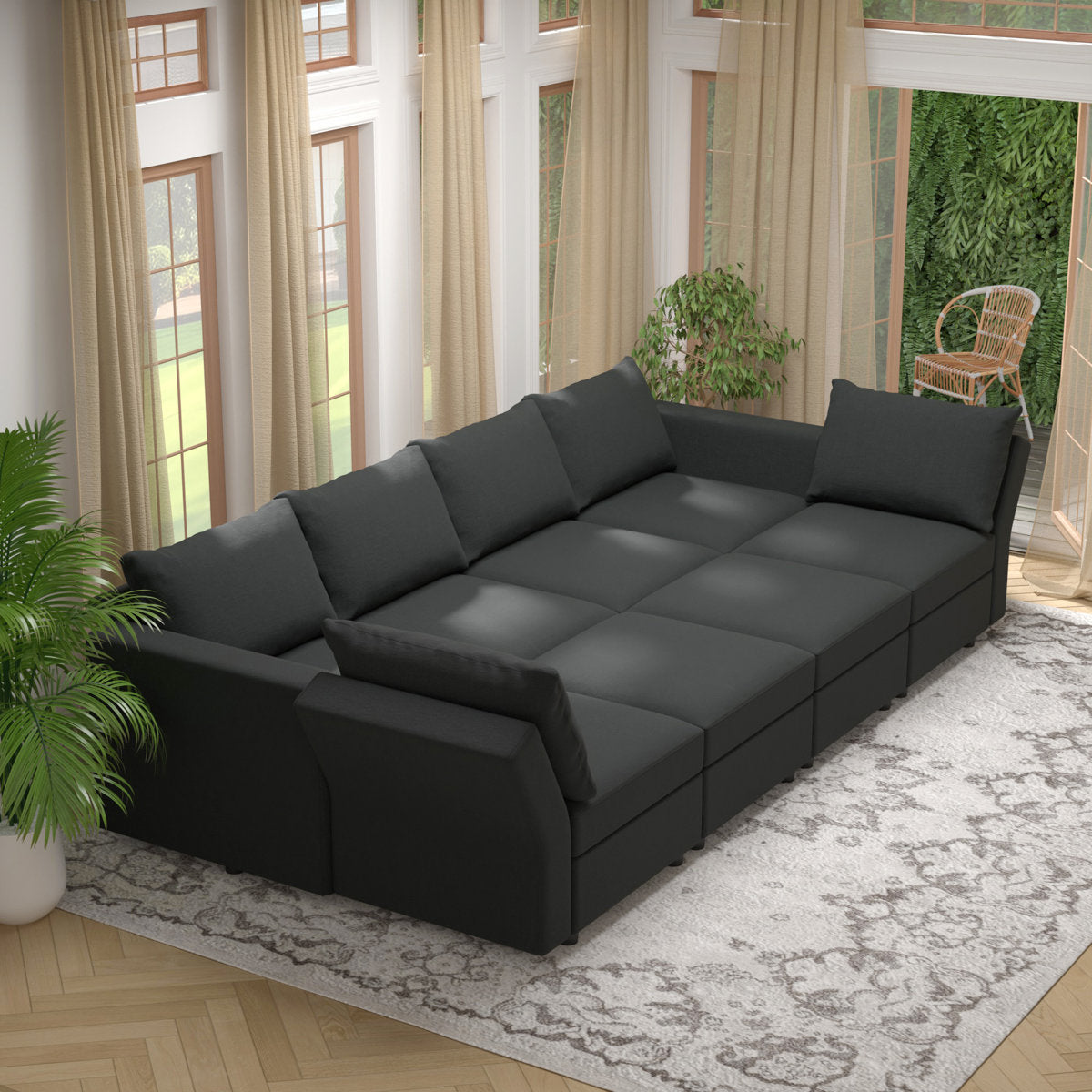 BOX MODULE STO SOFA 116'' 8 Piece Upholstered Modular Sectional Sofa with Storage