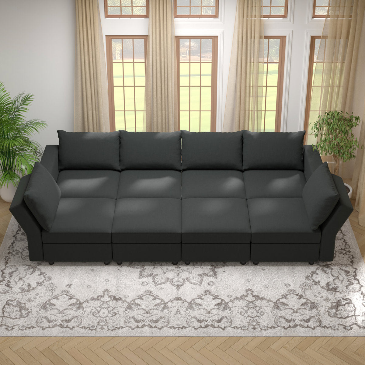BOX MODULE STO SOFA 116'' 8 Piece Upholstered Modular Sectional Sofa with Storage