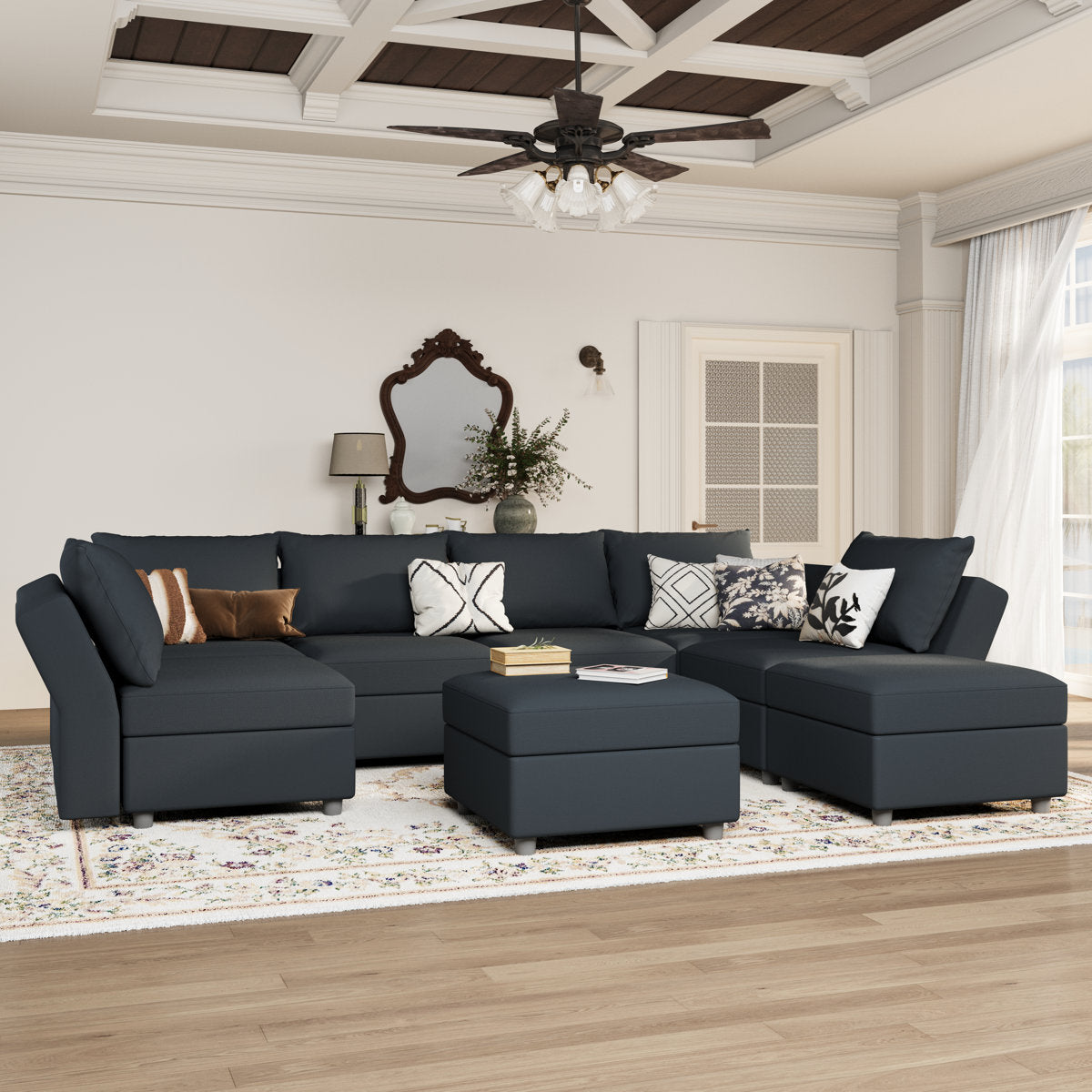 BOX MODULE STO SOFA 116'' 8 Piece Upholstered Modular Sectional Sofa with Storage