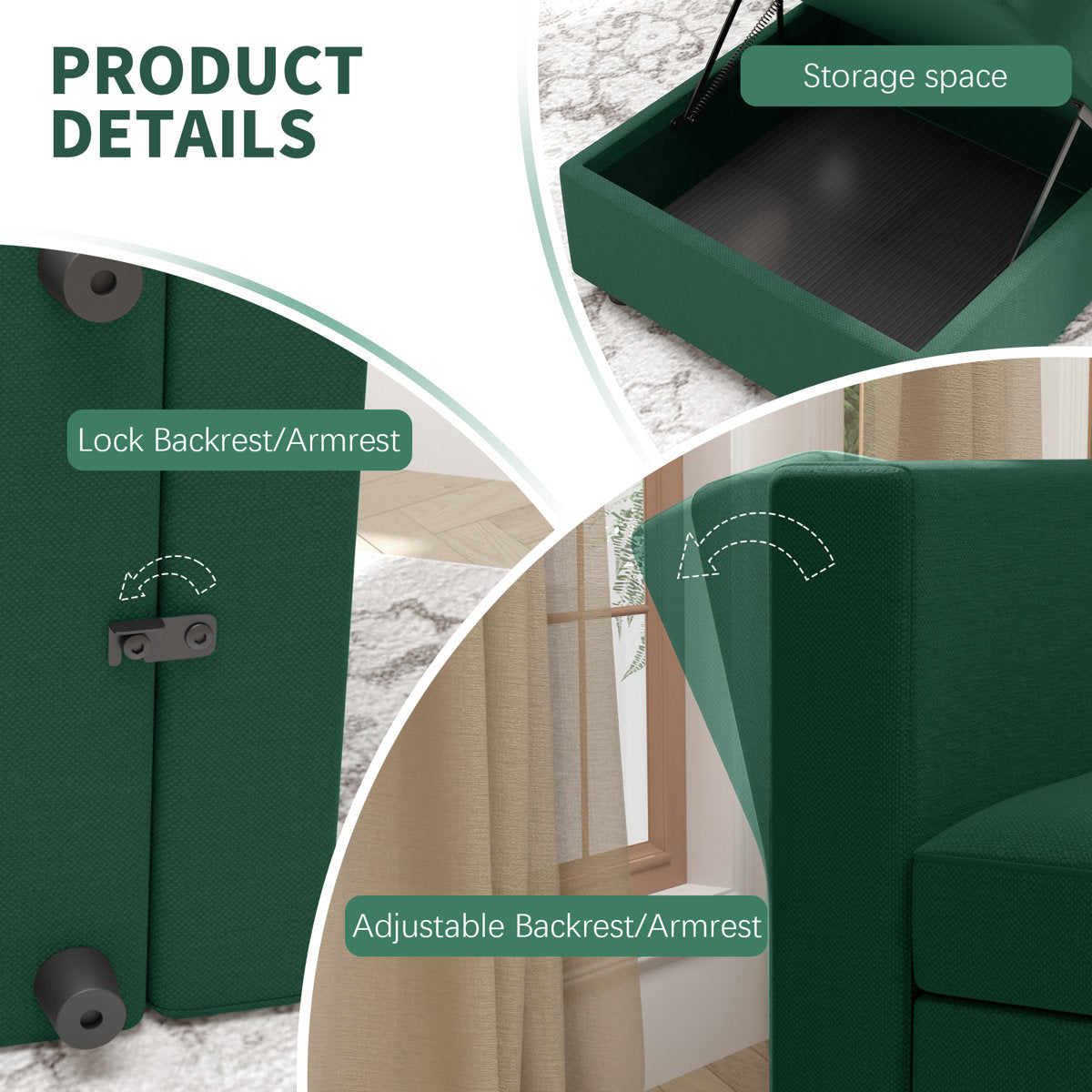 BOX MODULE STO SOFA 116'' 8 Piece Upholstered Modular Sectional Sofa with Storage