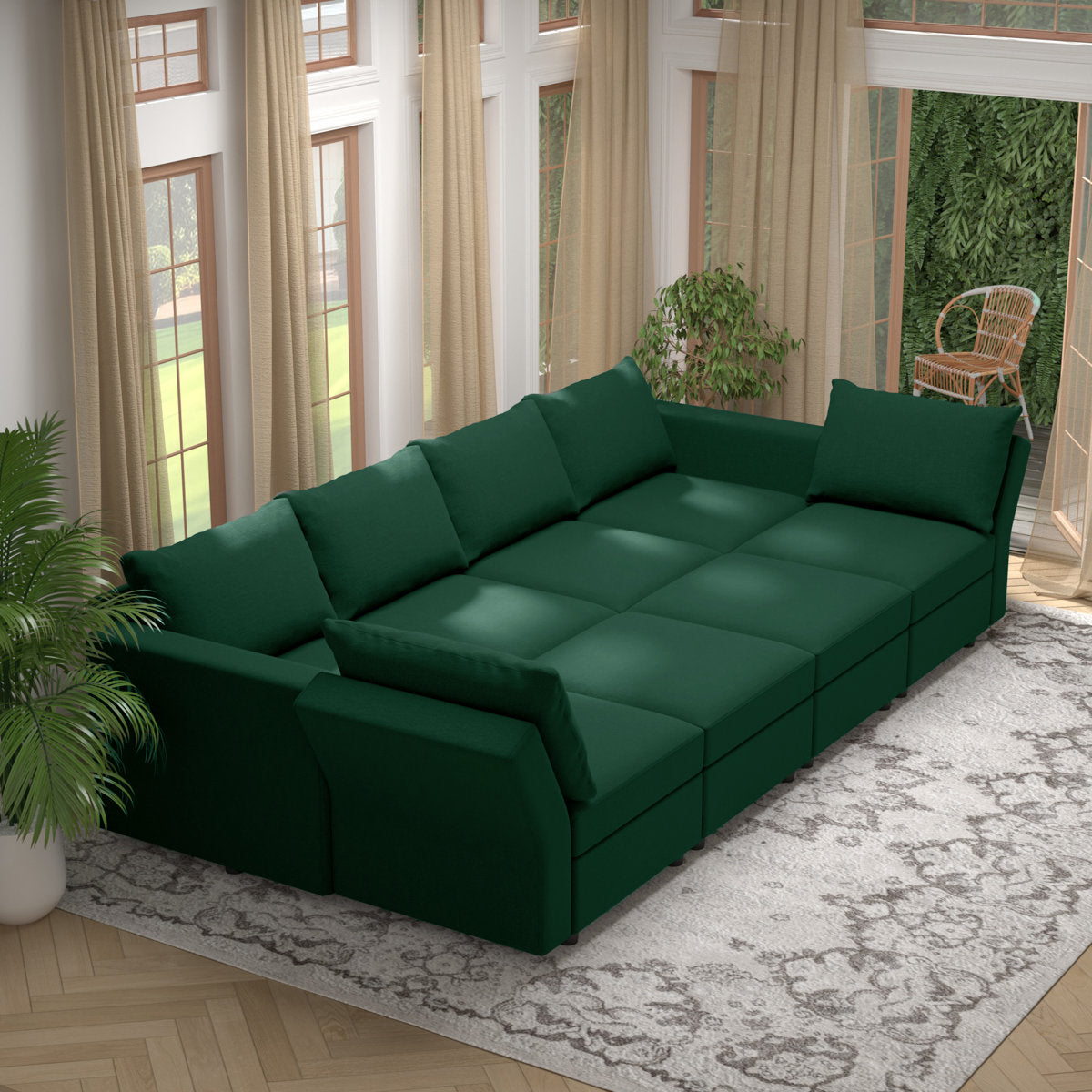 BOX MODULE STO SOFA 116'' 8 Piece Upholstered Modular Sectional Sofa with Storage