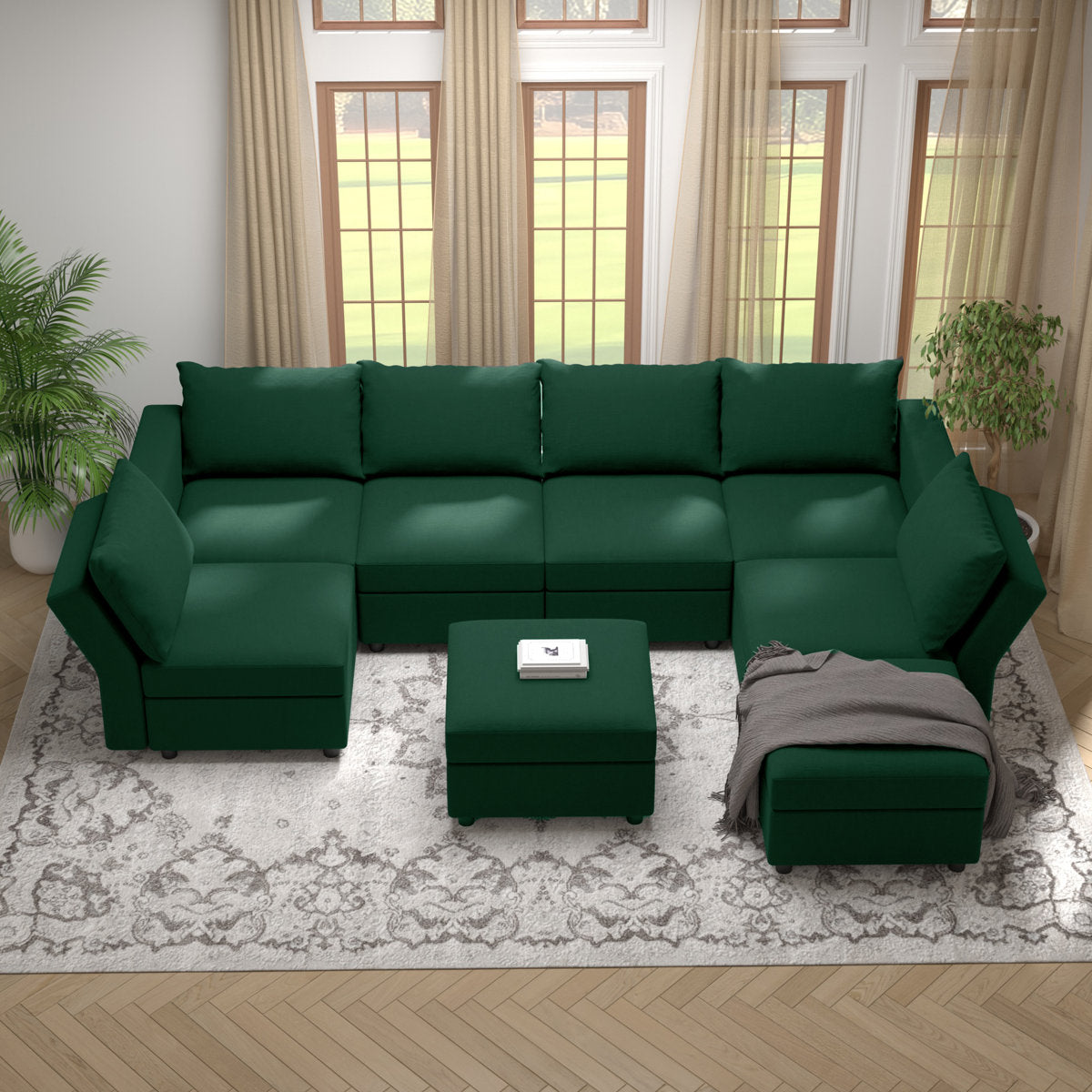 BOX MODULE STO SOFA 116'' 8 Piece Upholstered Modular Sectional Sofa with Storage