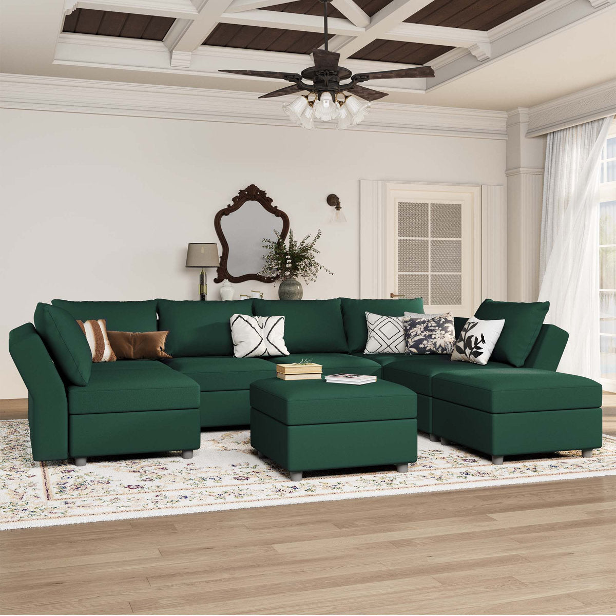 BOX MODULE STO SOFA 116'' 8 Piece Upholstered Modular Sectional Sofa with Storage