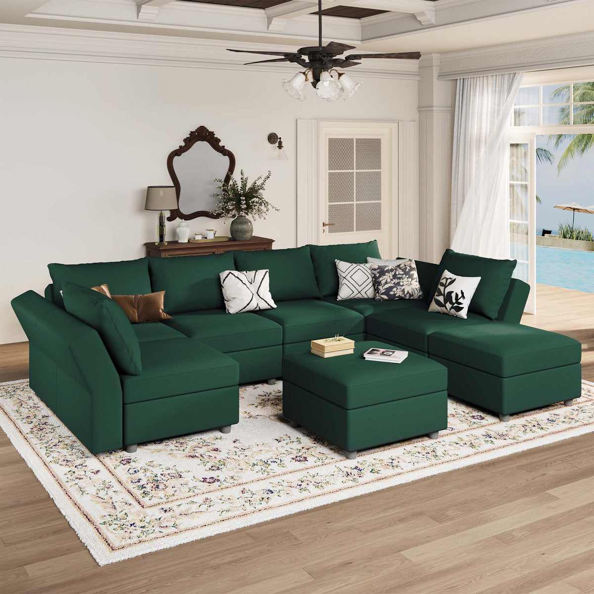 BOX MODULE STO SOFA 116'' 8 Piece Upholstered Modular Sectional Sofa with Storage