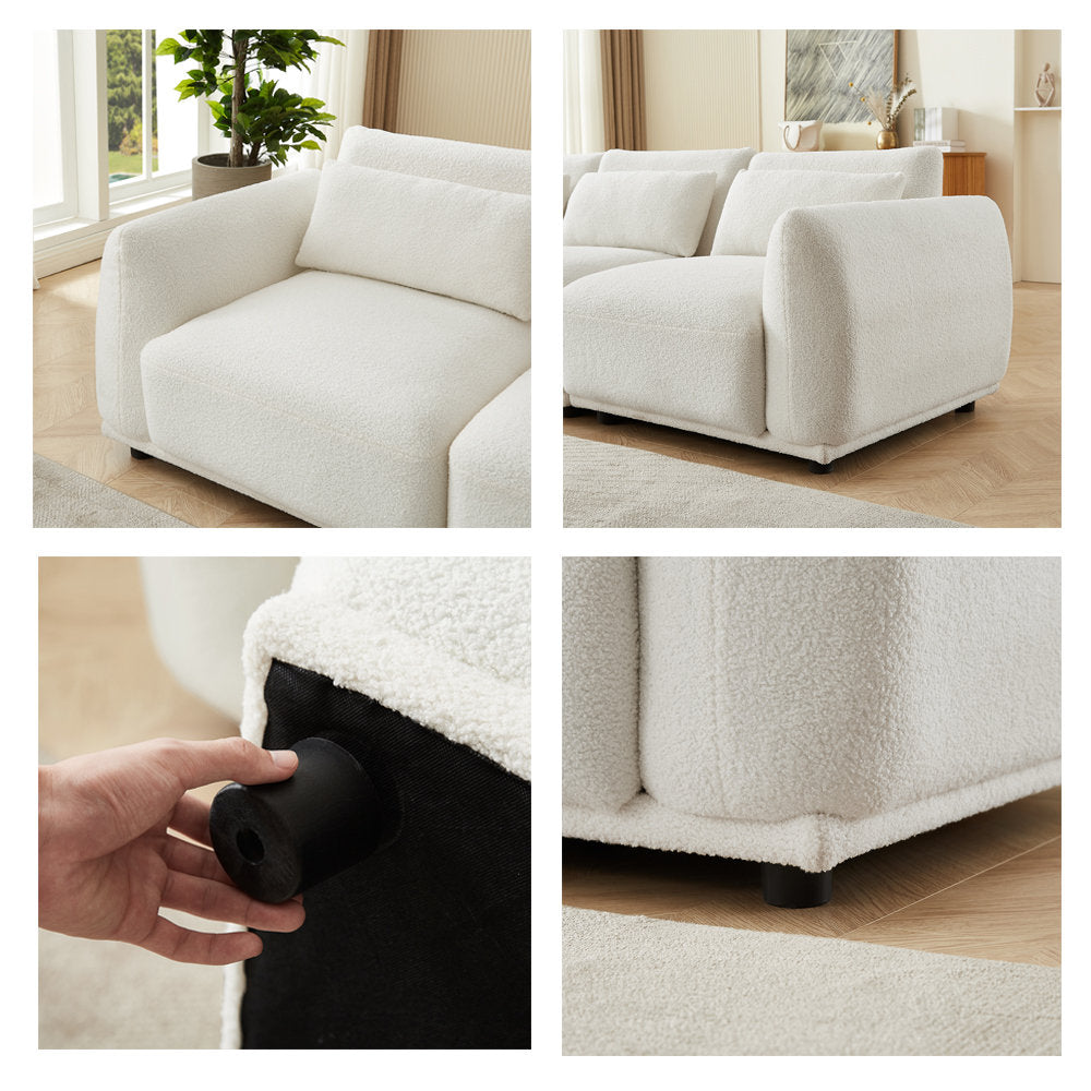Ballyrobert 4 - Piece Upholstered Sectional Teddy Wool Modern Sectional Sofa 3 Seat L Shaped Convertible Modular Sectional Sofa with Reversible Ottoman