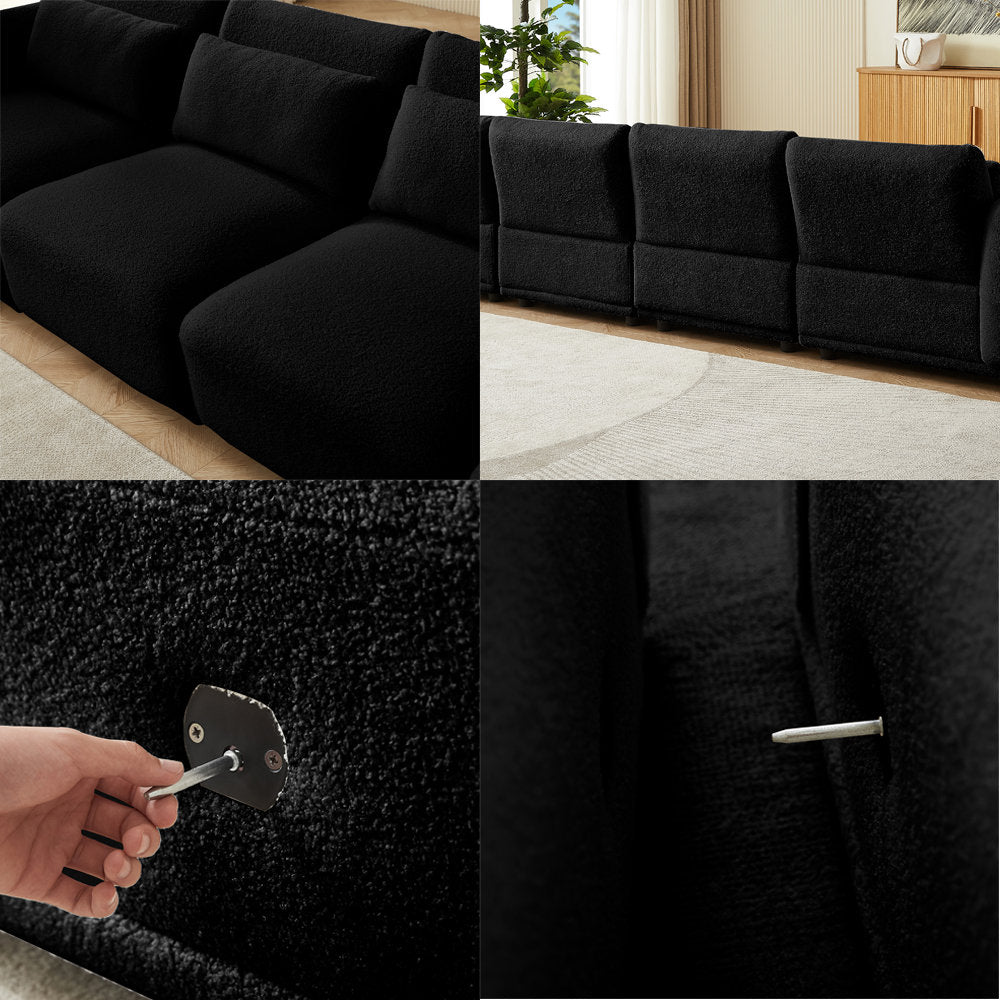 Ballyrobert 4 - Piece Upholstered Sectional Teddy Wool Modern Sectional Sofa 3 Seat L Shaped Convertible Modular Sectional Sofa with Reversible Ottoman