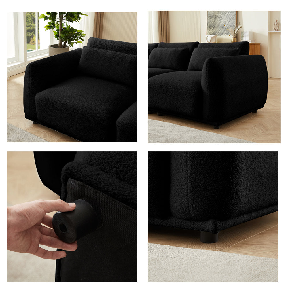 Ballyrobert 4 - Piece Upholstered Sectional Teddy Wool Modern Sectional Sofa 3 Seat L Shaped Convertible Modular Sectional Sofa with Reversible Ottoman