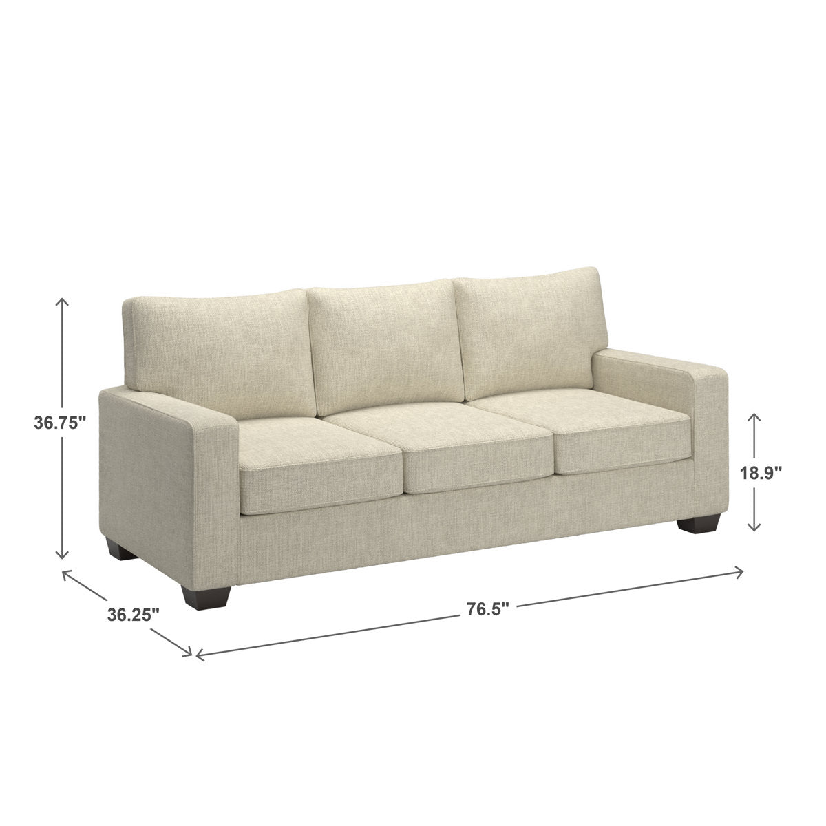 Beaulah Modern Fabric Upholstered Square Arm Sofa Set - Living Room Chair, Loveseat And Sofa