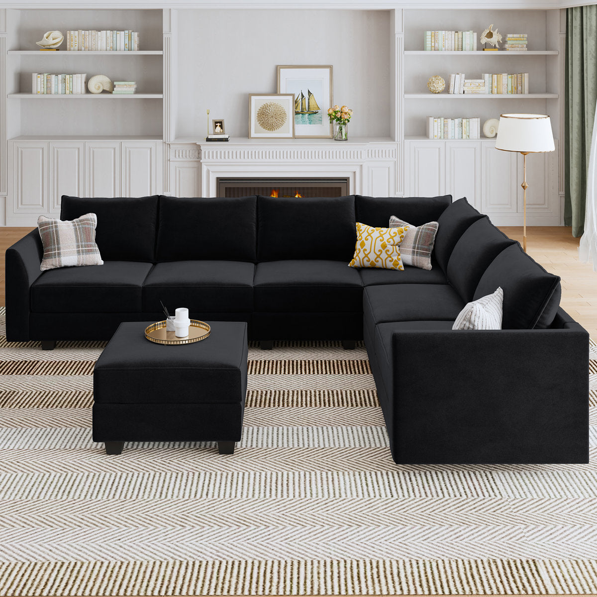 Berenika Velvet Corner Sectional U Shaped Modular Sofa