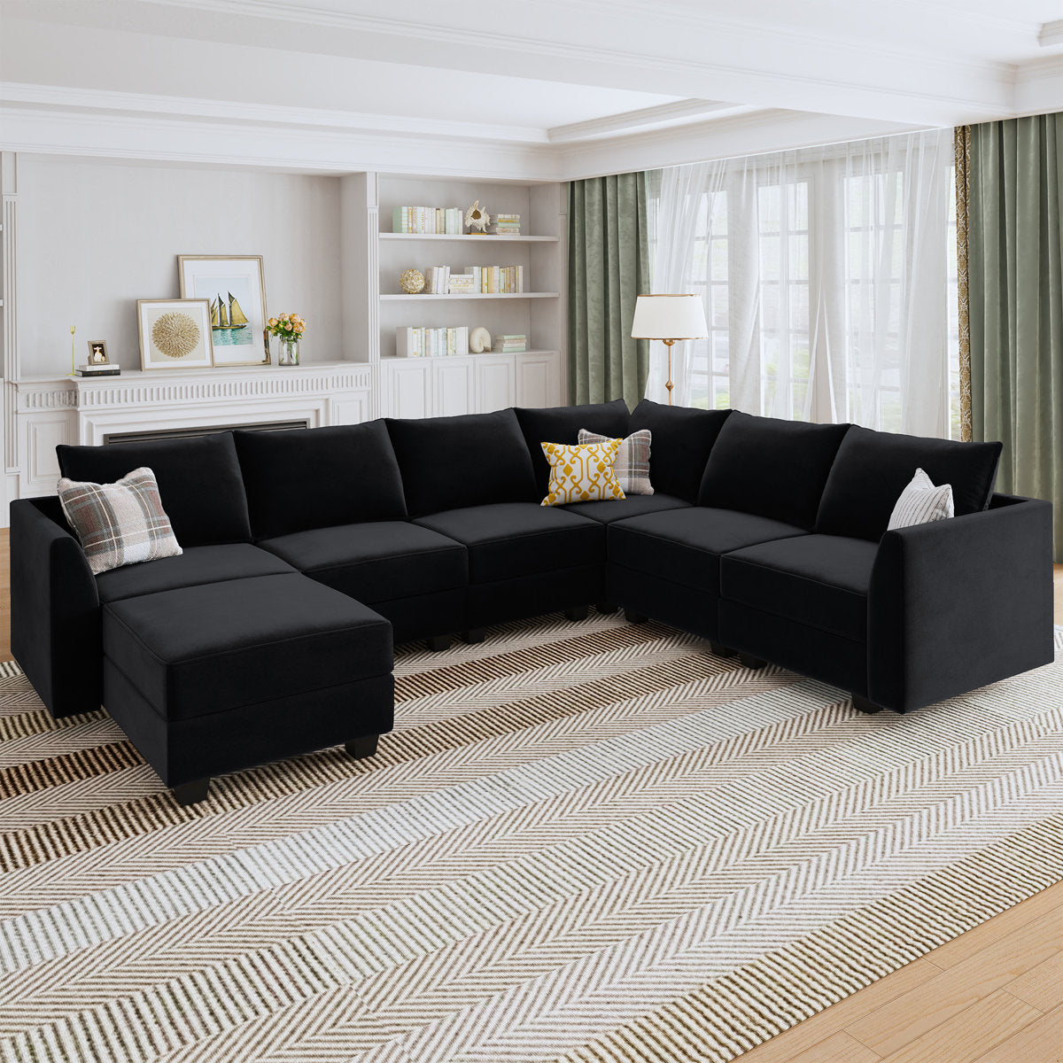 Berenika Velvet Corner Sectional U Shaped Modular Sofa
