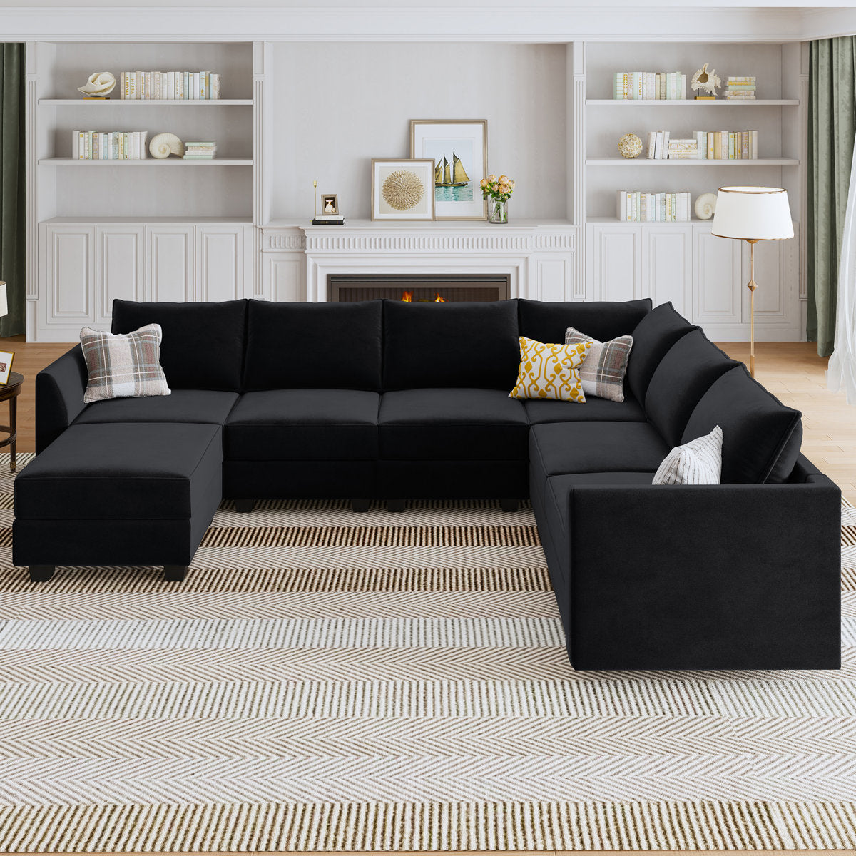 Berenika Velvet Corner Sectional U Shaped Modular Sofa