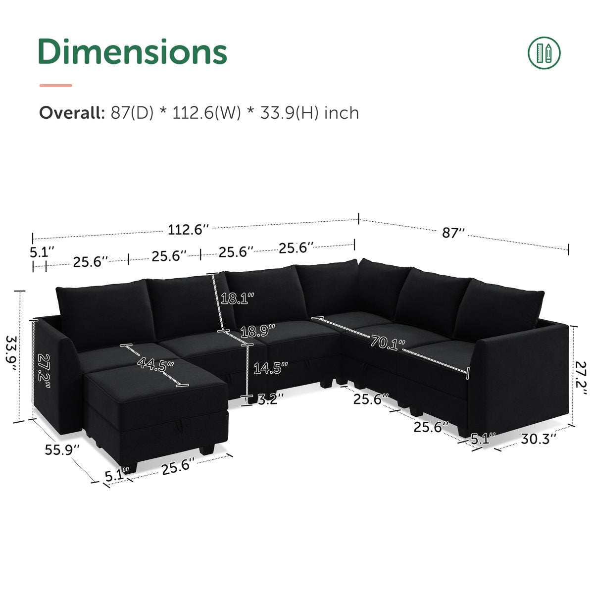 Berenika Velvet Corner Sectional U Shaped Modular Sofa