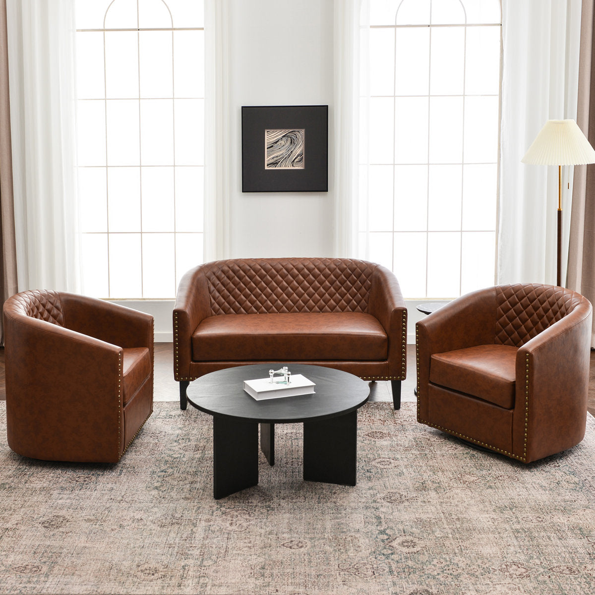 Boney 3- Piece Faux Leather Living Room Set