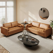 Bridgeview 2 Piece Leather Square Arm Sofa Set