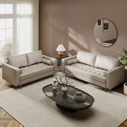 Bridgeview 2 Piece Leather Square Arm Sofa Set