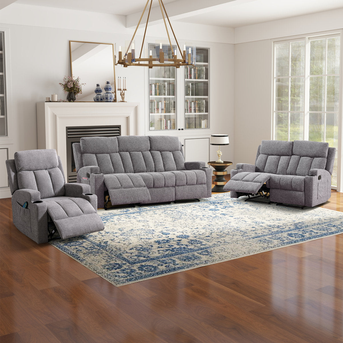 Brost 3-Piece Manual Reclining Living Room Set With Cupholders