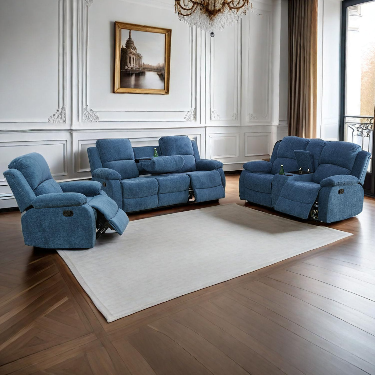 Burneyville 3 Piece Fabric Reclining Living Room Set