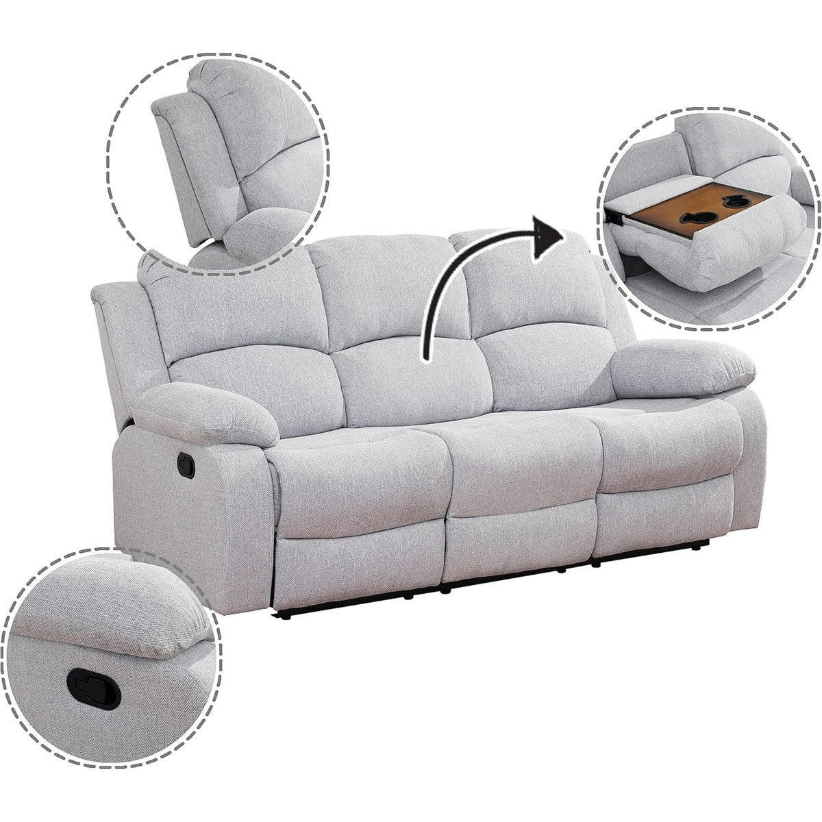 Burneyville 3 Piece Fabric Reclining Living Room Set