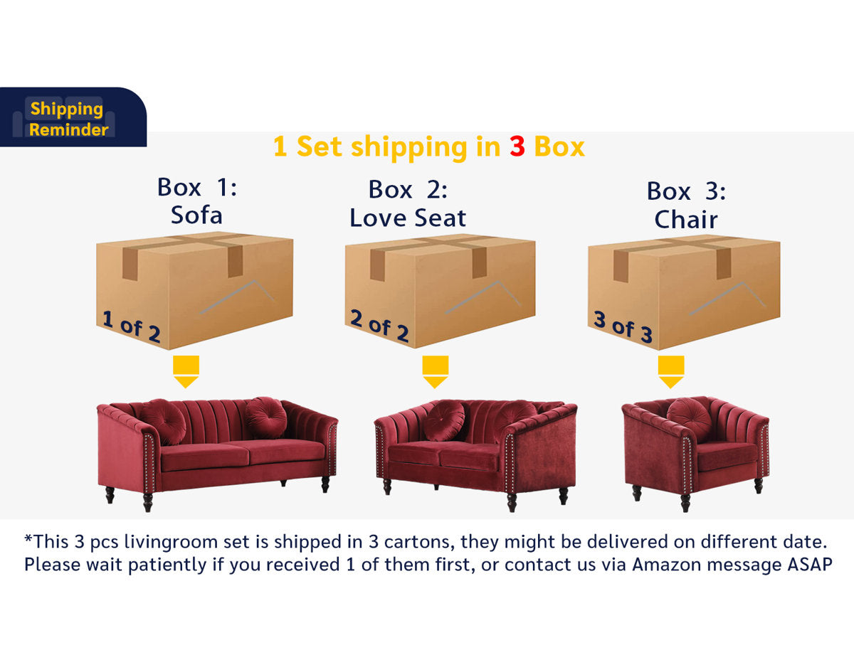 Caesyn 3 - Piece Velvet Living Room Set