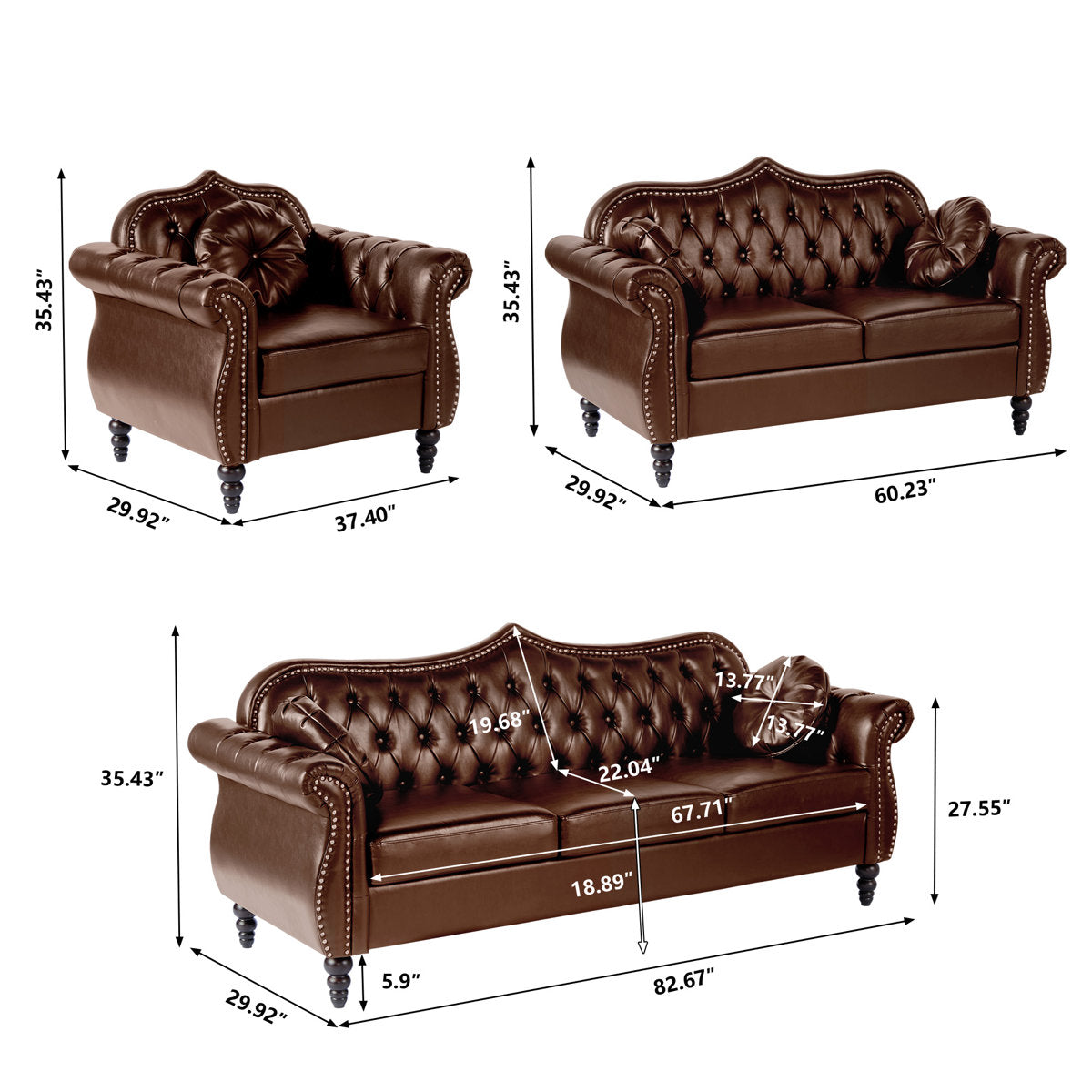 Cellina 3 - Piece Faux Leather Living Room Set