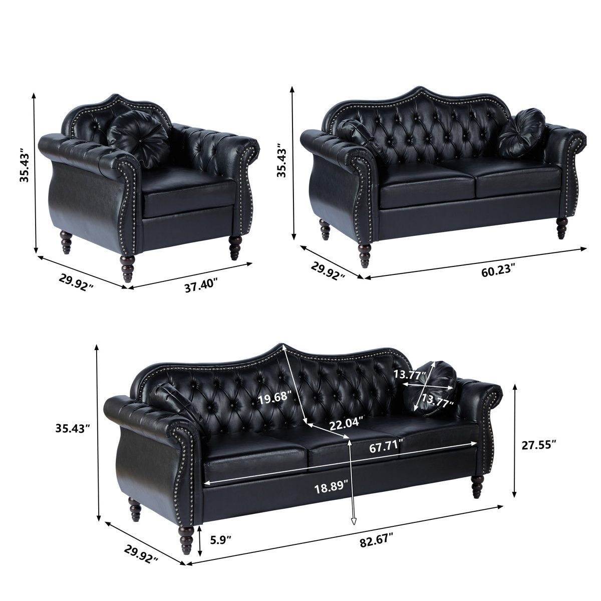 Cellina 3 - Piece Faux Leather Living Room Set
