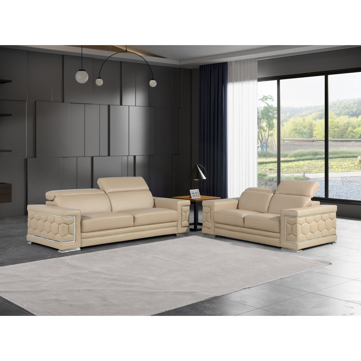 Charliee 2 Piece Genuine Leather Sofa Set