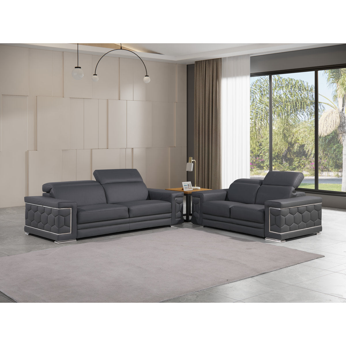 Charliee 2 Piece Genuine Leather Sofa Set