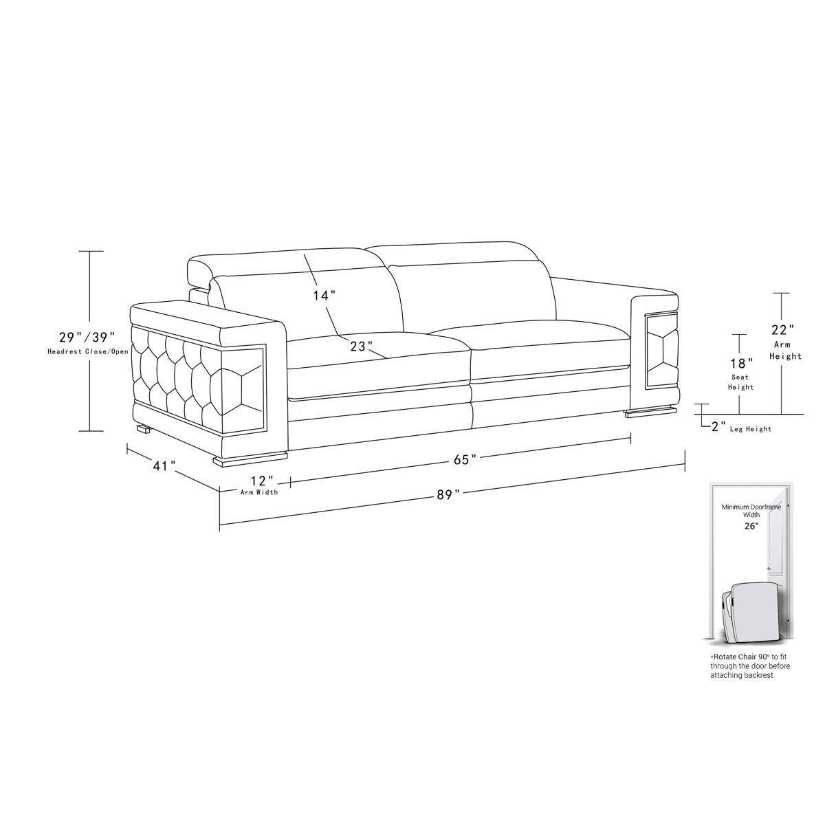 Charliee 2 Piece Genuine Leather Sofa Set