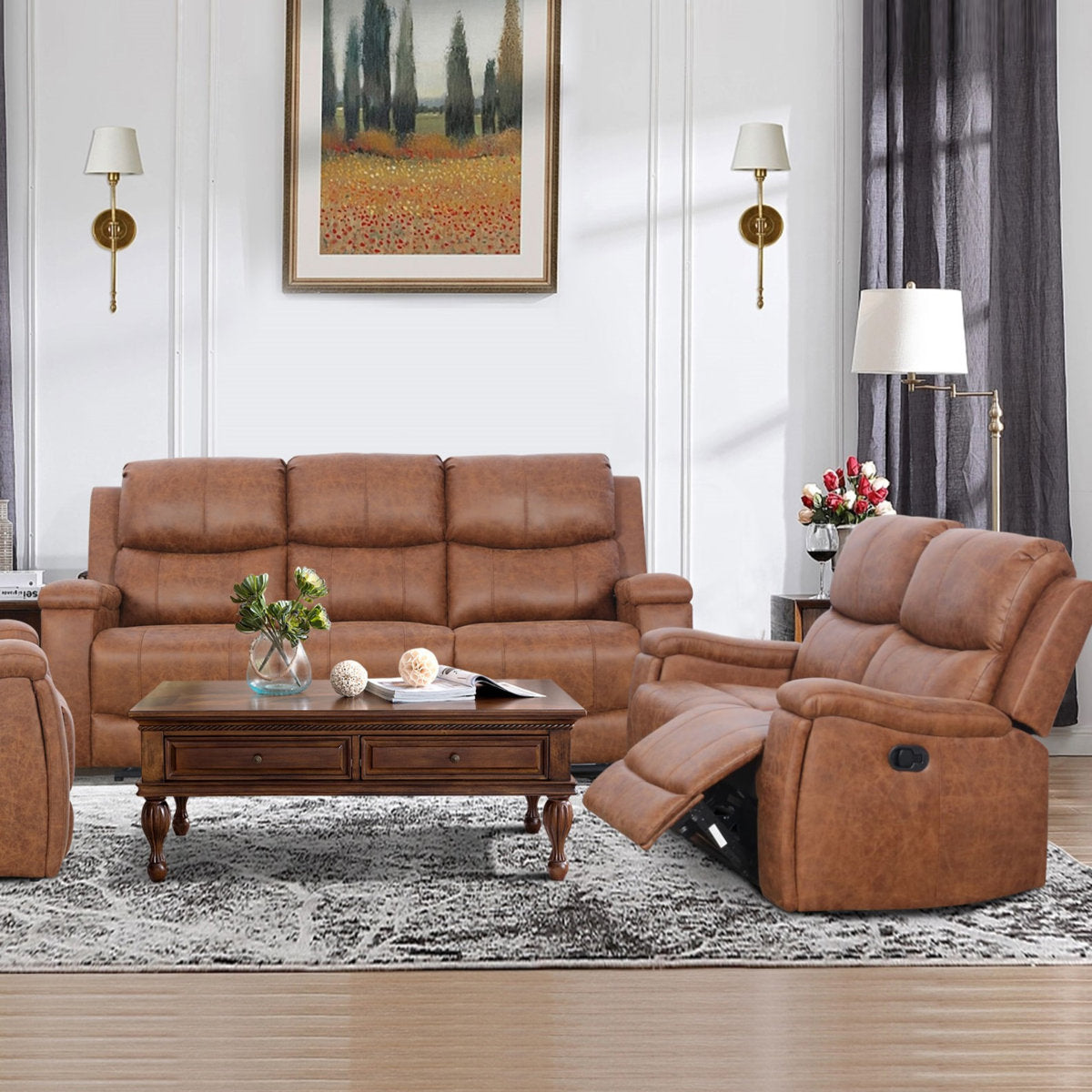 Chesa 2 - Piece Faux Leather Reclining Living Room Set, Recliner Couch Sofa Set