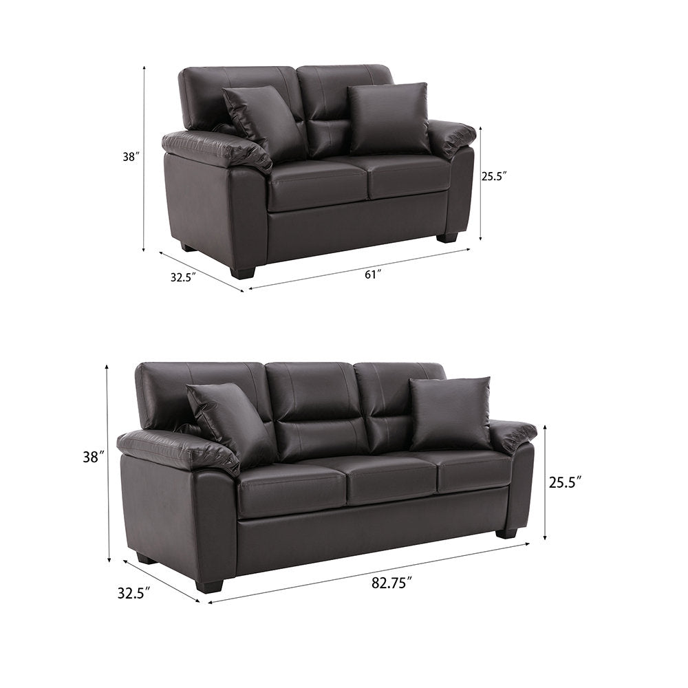 Dewells Faux Leather Living Room Set