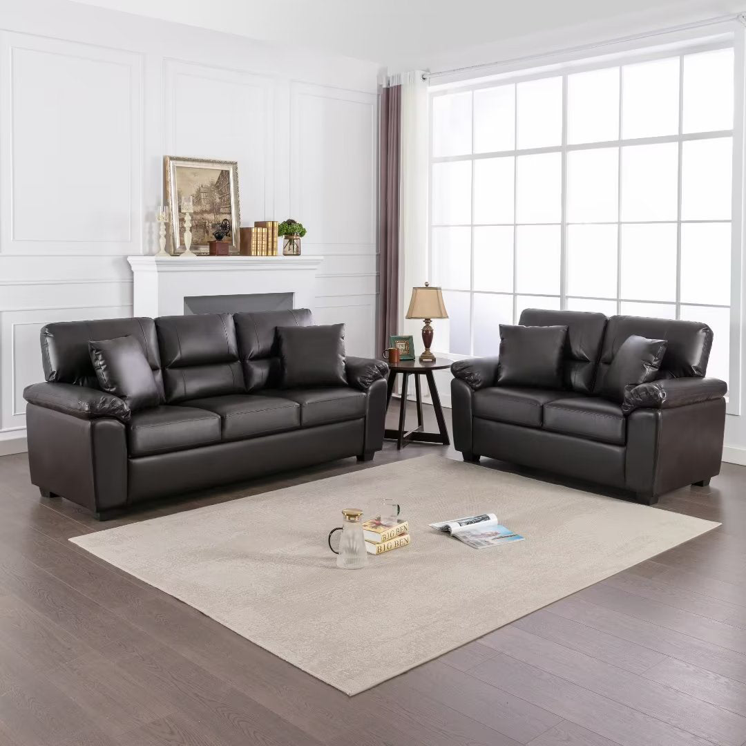 Dewells Faux Leather Living Room Set