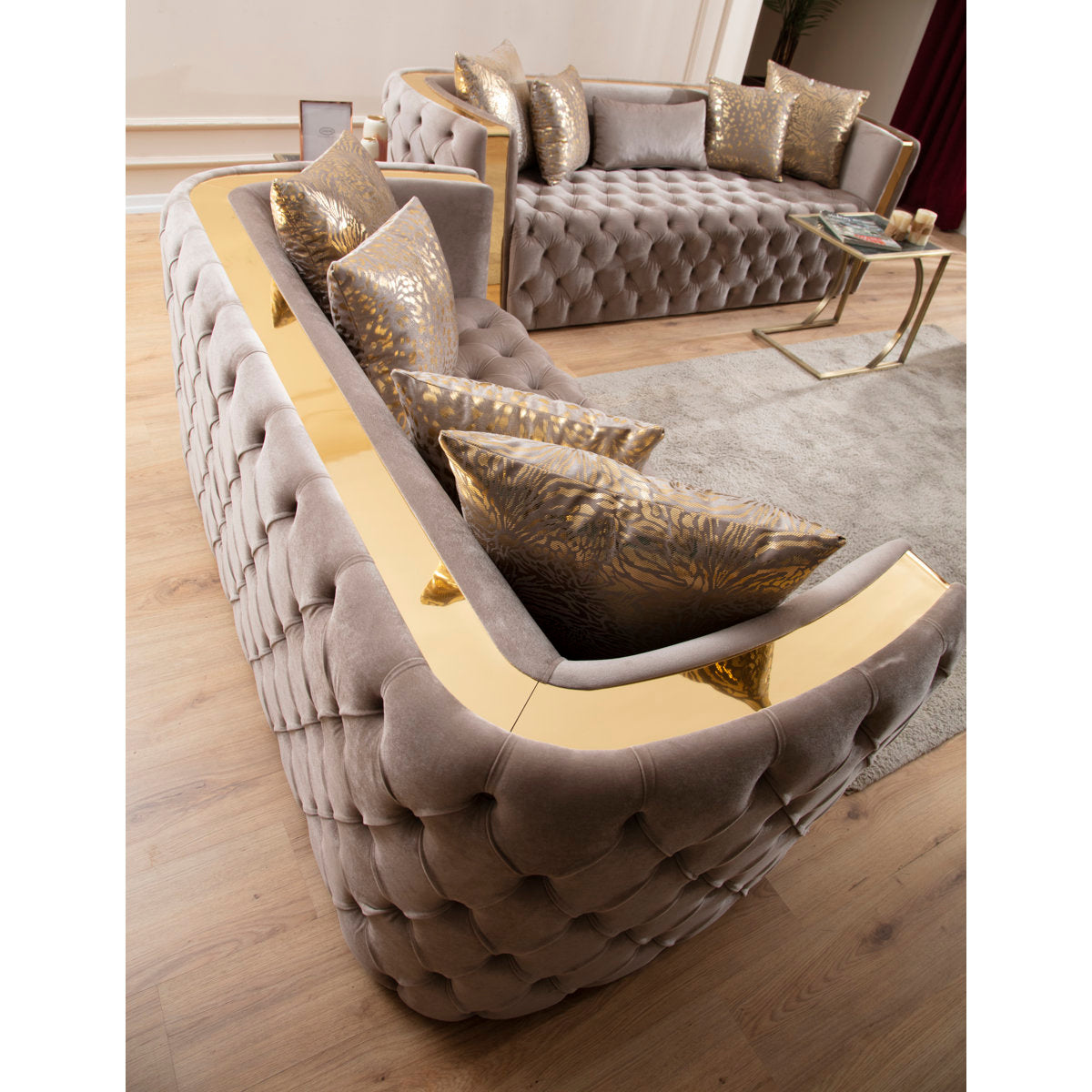 Doruk 2 - Piece Velvet Living Room Set