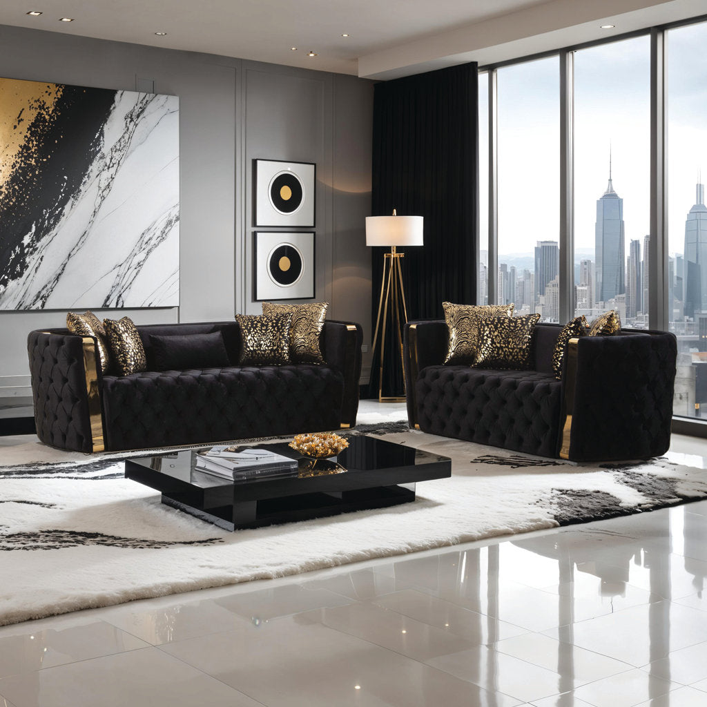 Doruk 2 - Piece Velvet Living Room Set