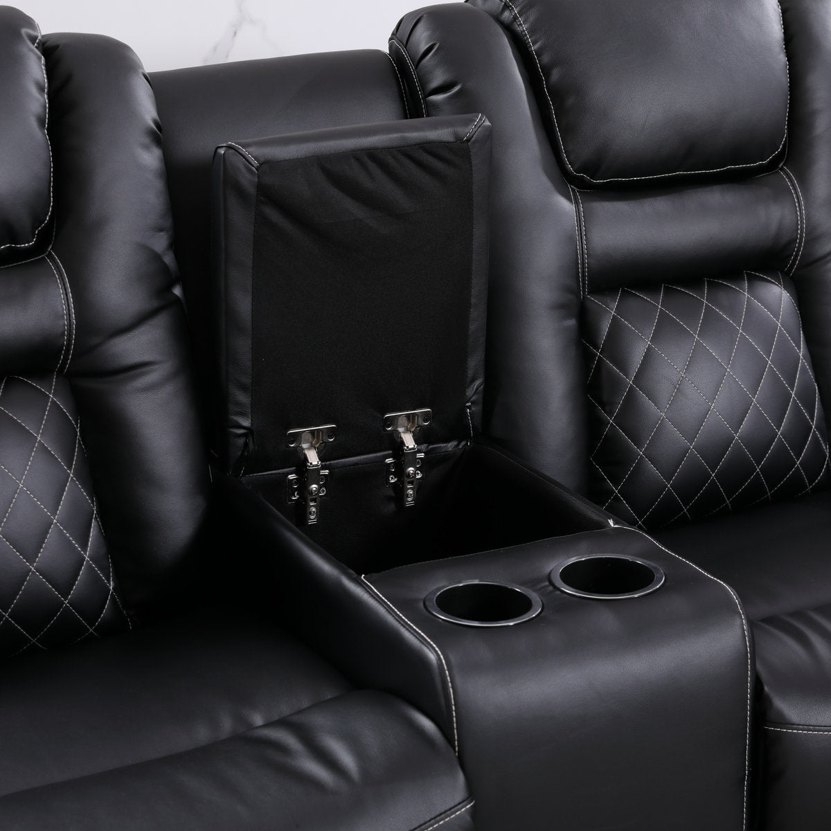 Drennen 3-Piece Luxe Home Theater Reclining Living Room Set With USB Ports & Cup Holders