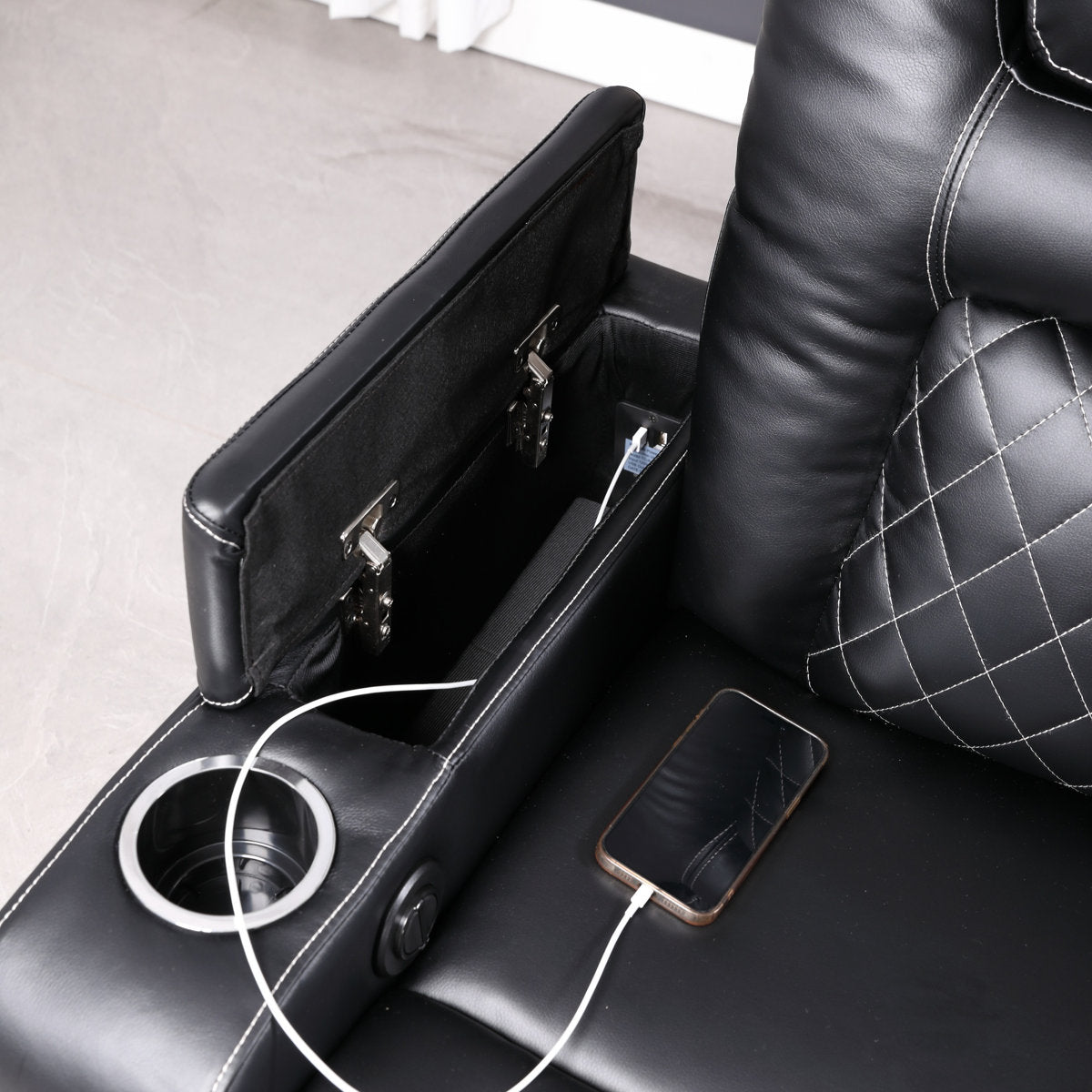 Drennen 3-Piece Luxe Home Theater Reclining Living Room Set With USB Ports & Cup Holders