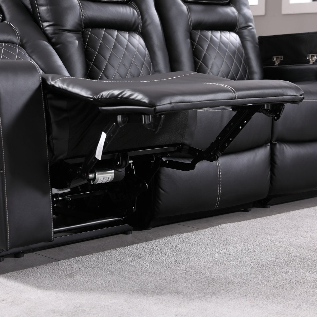 Drennen 3-Piece Luxe Home Theater Reclining Living Room Set With USB Ports & Cup Holders