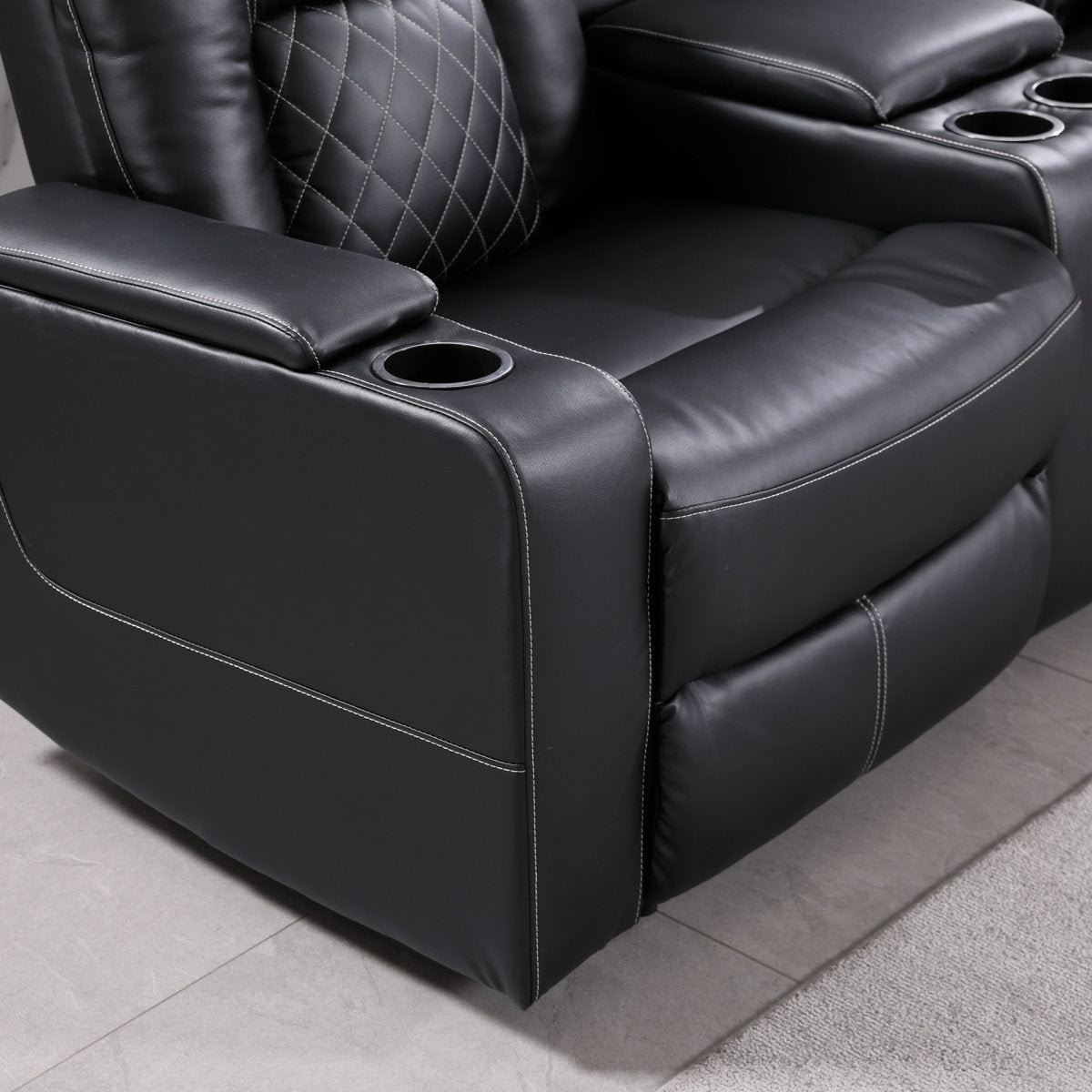 Drennen 3-Piece Luxe Home Theater Reclining Living Room Set With USB Ports & Cup Holders