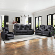 Drennen 3-Piece Luxe Home Theater Reclining Living Room Set With USB Ports & Cup Holders