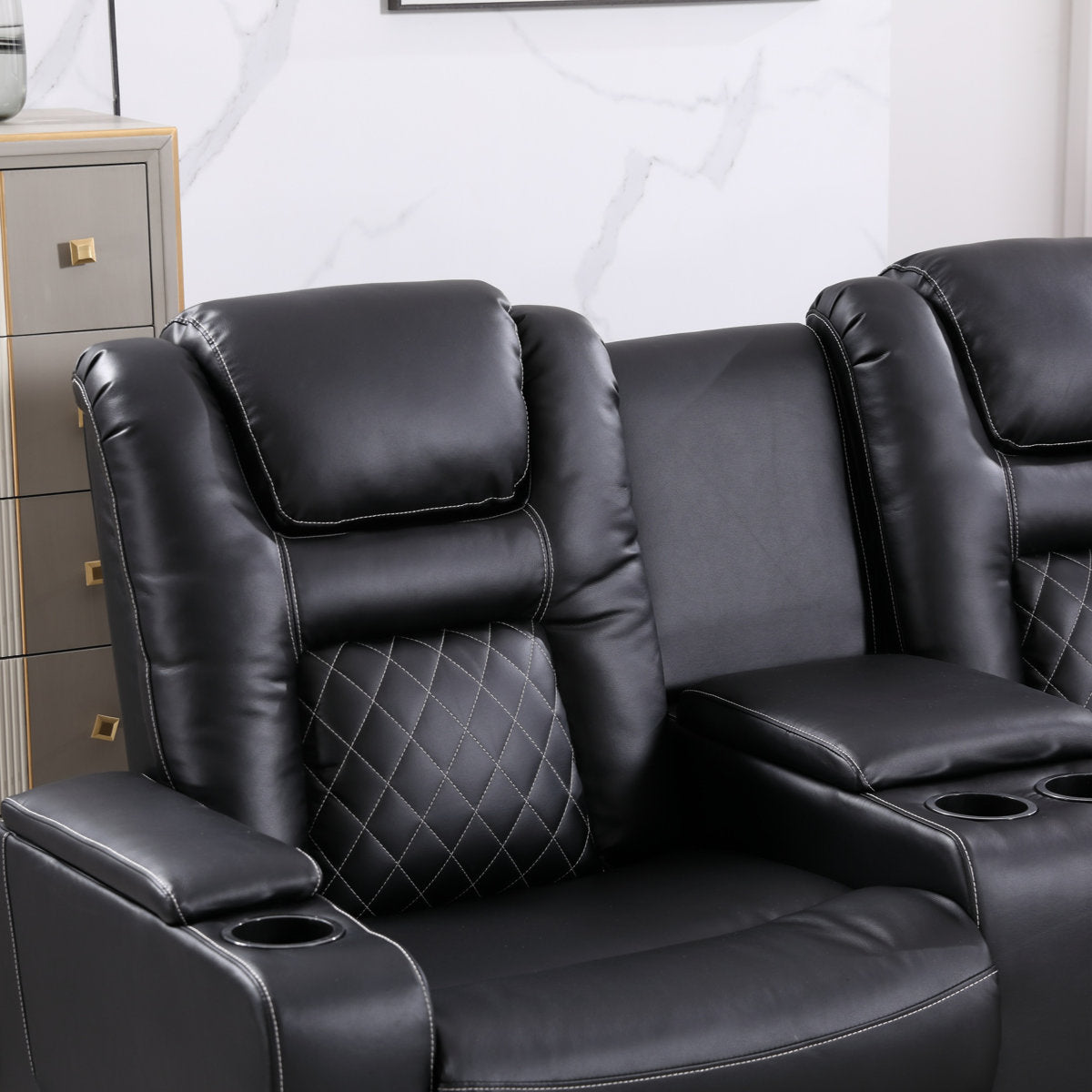 Drennen 3-Piece Luxe Home Theater Reclining Living Room Set With USB Ports & Cup Holders