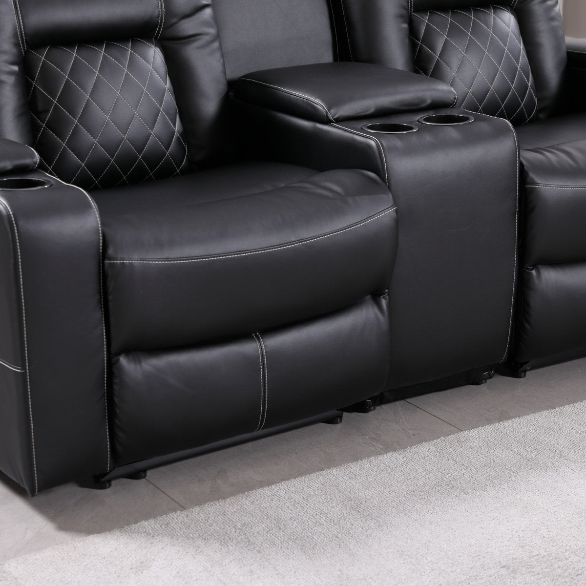 Drennen 3-Piece Luxe Home Theater Reclining Living Room Set With USB Ports & Cup Holders