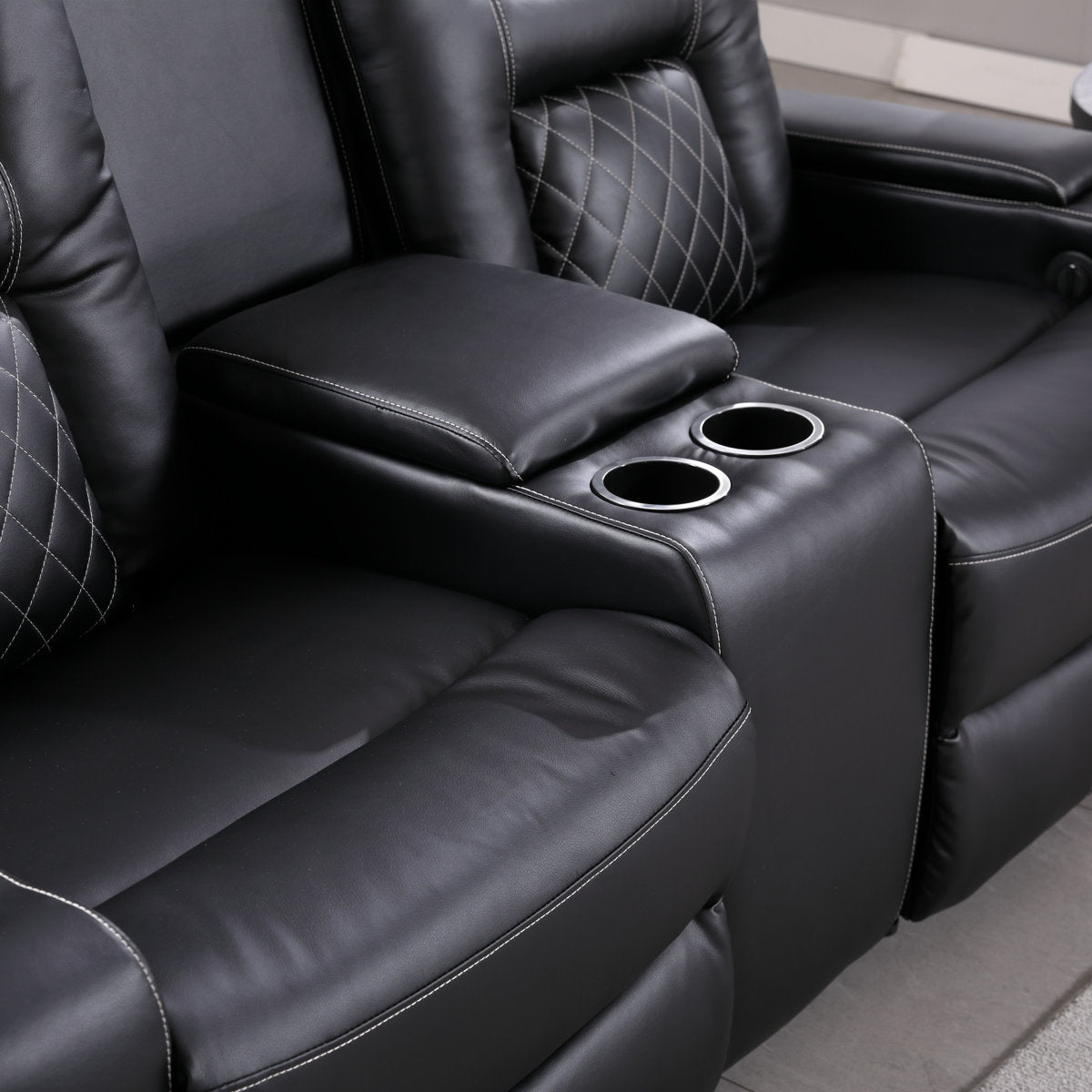 Drennen 3-Piece Luxe Home Theater Reclining Living Room Set With USB Ports & Cup Holders