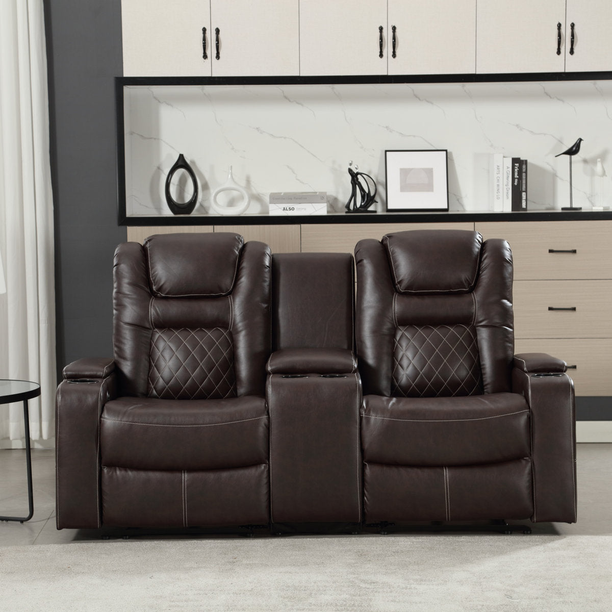 Drennen 3-Piece Luxe Home Theater Reclining Living Room Set With USB Ports & Cup Holders