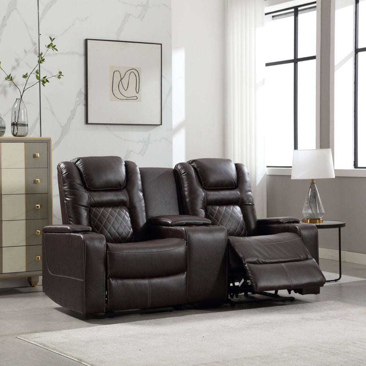 Drennen 3-Piece Luxe Home Theater Reclining Living Room Set With USB Ports & Cup Holders