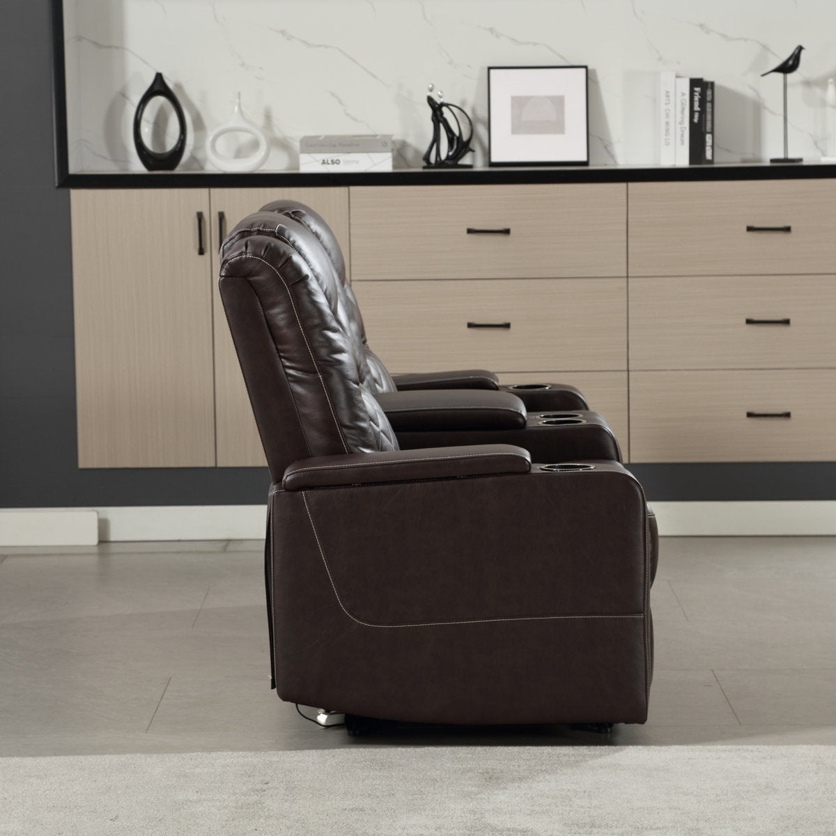 Drennen 3-Piece Luxe Home Theater Reclining Living Room Set With USB Ports & Cup Holders