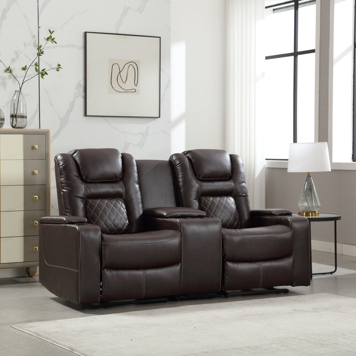 Drennen 3-Piece Luxe Home Theater Reclining Living Room Set With USB Ports & Cup Holders