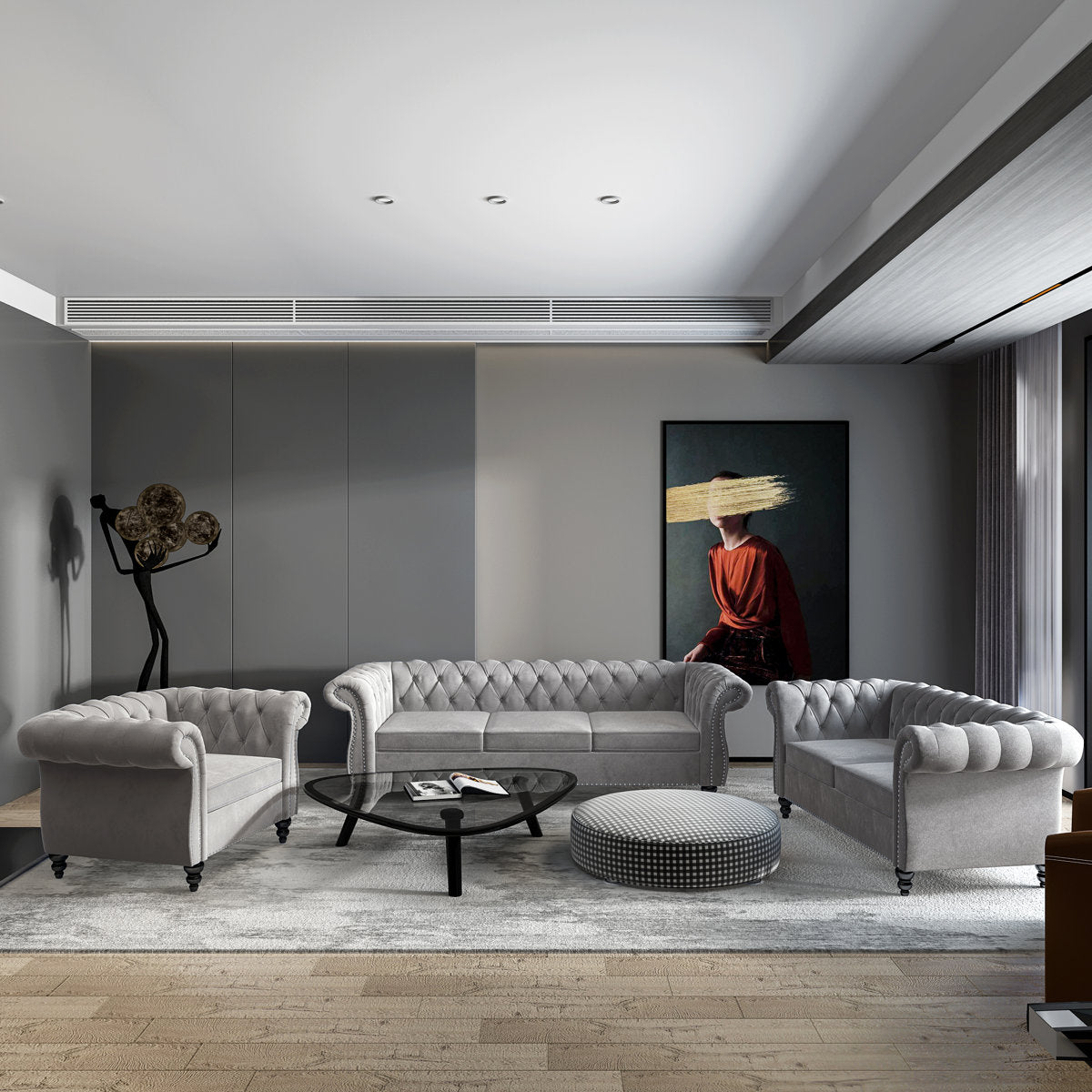 Elebash 3 - Piece Velvet Living Room Set