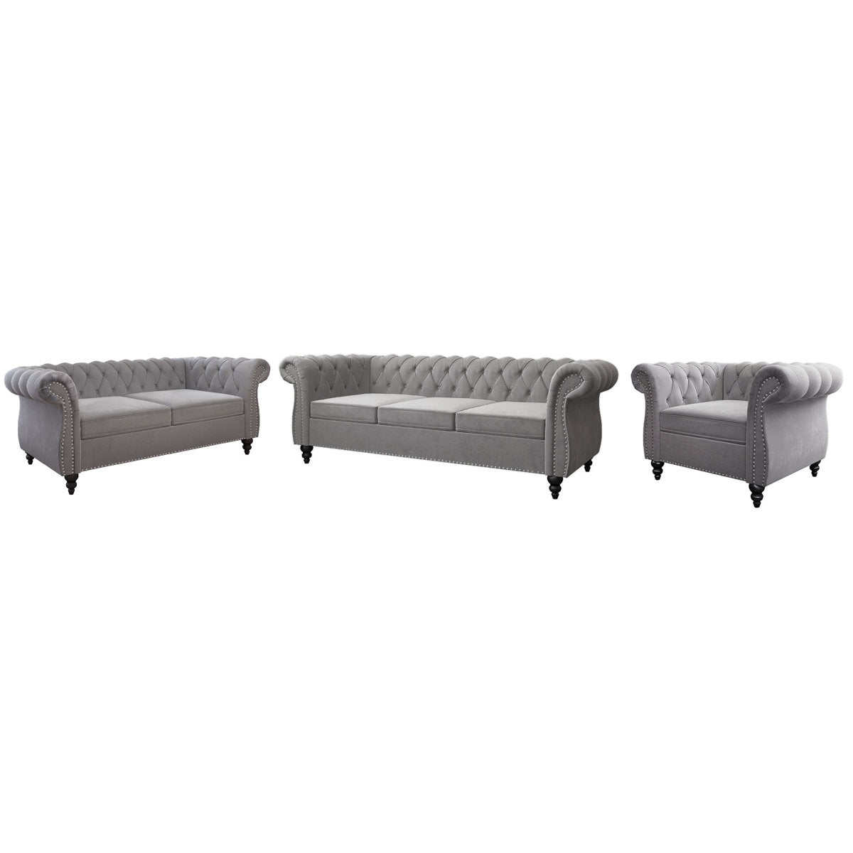 Elebash 3 - Piece Velvet Living Room Set