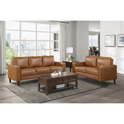 Eric Mid Century 2-Piece Living Room Set - Faux Leather with Easy-Care, Durable Solid Wood & Plywood Frame, Comfortable Foam & Pocket Coils, Complete 2-Piece Sofa & Loveseat Set