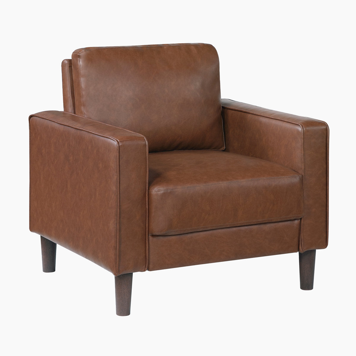 Eric Mid Century 3-Piece Living Room Set - Faux Leather with Easy-Care, Durable Solid Wood & Plywood Frame, Comfortable Foam & Pocket Coils, Complete 3-Piece: Chair, Sofa & Loveseat Set