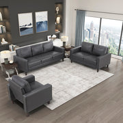 Eric Mid Century 3-Piece Living Room Set - Faux Leather with Easy-Care, Durable Solid Wood & Plywood Frame, Comfortable Foam & Pocket Coils, Complete 3-Piece: Chair, Sofa & Loveseat Set